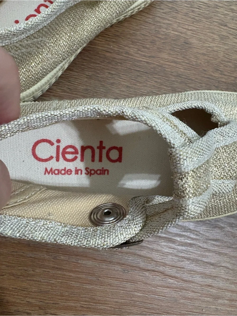 Cienta Gold Glitter Sparkle Mary Jane Shoes EU 22 US 6 Toddler Made in Spain